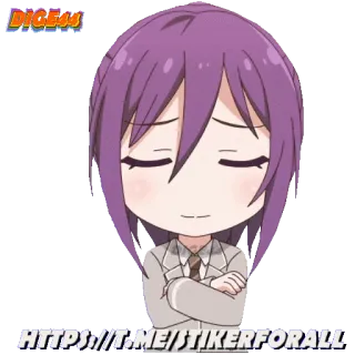 😸 HTTPS://T.ME/STIKERFORALL 动漫, 女孩, 紫发, Q版 whatsapp sticker