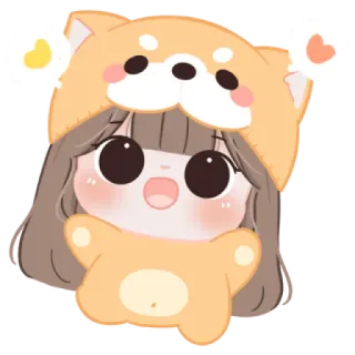 😼 kawaii, fofo, chibi, desenho animado, anime, menina, cachorro, shiba inu telegram sticker