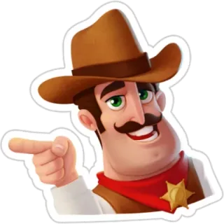 ☝ Cowboy, Xerife, Western, Desenho animado, Apontando, Personagem, Chapéu, Distintivo whatsapp sticker