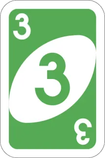 3️⃣ 3 Uno, Kaartspel, Nummer, Groen telegram sticker