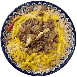 🍚 jedzenie, płow, ryż, danie, mięso, uzbekistan, kuchnia środkowoazjatycka telegram sticker