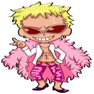 😎 Donquixote Doflamingo One Piece Anime, Manga, One Piece, Donquixote Doflamingo, Personaggio, Sticker telegram sticker