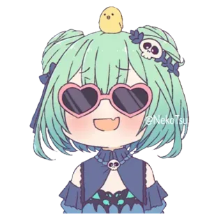 😎 @NekoTsu Anime, Desenho animado, Fofo, Caveira, Personagem, Óculos de sol de coração telegram sticker