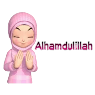 ✳️ Alhamdulillah 伊斯兰教, 穆斯林, 感谢, 宗教, 头巾, 卡通 telegram sticker