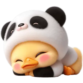 🫠 pato, panda, lindo, dibujos animados, animal, kawaii, bebé telegram sticker