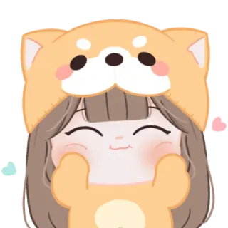 😼 fofo, menina, cachorro, chapéu, desenho animado, kawaii telegram sticker