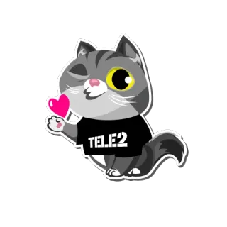 😽 TELE2 kucing, hati, tele2, binatang, stiker, kartun whatsapp sticker