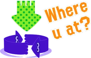 ❓ Where u at? стрелка, где, местоположение, вопрос whatsapp sticker