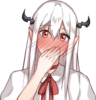 😳 Anime, Démon, Rougeur, Fille, Mignon, Cornes telegram sticker