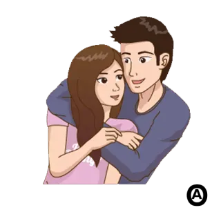 😚 pareja, dibujos animados, amor, relación, romance telegram sticker