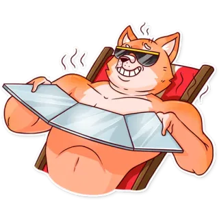 ☀ chien, sticker, dessin animé, bain de soleil, plage, détente whatsapp sticker