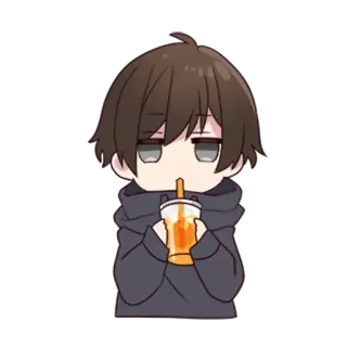 🧃 anime, boy, drink, hoodie, cute telegram sticker