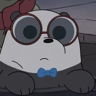 🚉 Panda We Bare Bears милый, мультфильм, Вся правда о медведях, панда, медведь, очки, бабочка whatsapp sticker