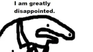 😐 I am greatly disappointed. disappointed, sad, meme, drawing, cartoon telegram sticker