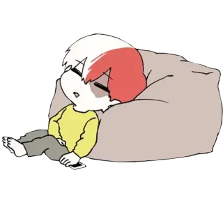 😴 Shoto Todoroki anime, tidur, chibi, My Hero Academia, lelah whatsapp sticker