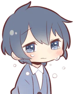 😭 Аниме, Грустный, Плачущий, Парень, Чиби, Милый telegram sticker