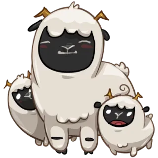 👪 양, 귀여운, 동물, 만화, 새끼 양, 가족 telegram sticker
