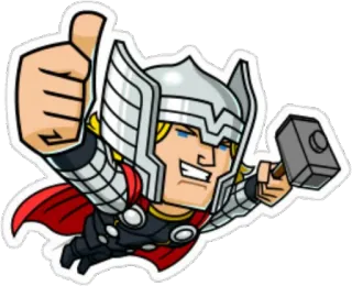 👌 Thor Marvel, Thor, Super-herói, Banda Desenhada, Mjolnir, Desenho animado telegram sticker