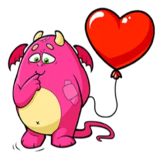 ❤️ monster, merah muda, hati, imut, kartun, makhluk, cinta, balon telegram sticker