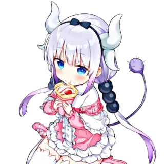 🐉 Kanna Kamui Miss Kobayashi's Dragon Maid Anime, Dragón, Kawaii, Chibi, Lindo telegram sticker