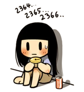 💬 2364. 2365. 2366.. cartoon, coin, counting, girl, cute, anime telegram sticker