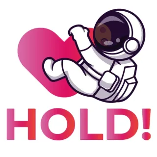 💪 HOLD! астронавт, сердце, держать, космос, милый, стикер telegram sticker