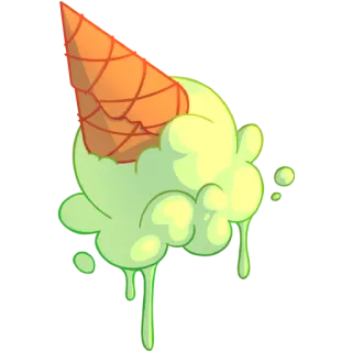 🍦 Eis, Eistüte, Dessert, Süß, Essen, Lecker, Geschmolzen, Cartoon whatsapp sticker
