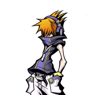 😞 Neku Sakuraba The World Ends with You anime, video game, headphones, orange hair telegram sticker