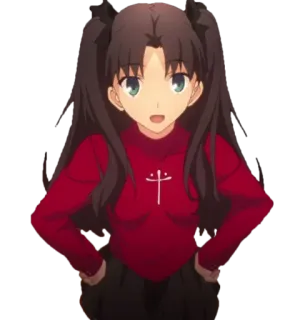 😀 Rin Tohsaka Fate/stay night anime, character, female, cartoon, cute telegram sticker