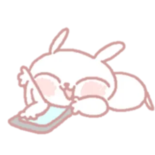 😂 アニメ, ウサギ, 横たわる, 可愛い, 動物, ステッカー telegram sticker