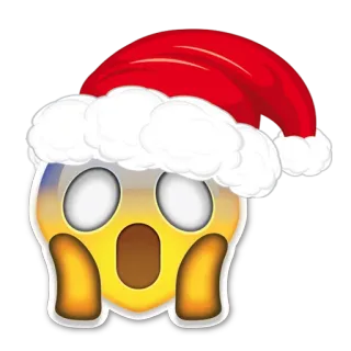 🎅 Emoji, Gorro de Papá Noel, Navidad, Asustado, Festivo, Invierno, Festivo, Impactado whatsapp sticker