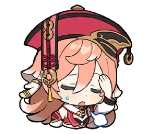 😥 Yanfei Genshin Impact anime, game, yanfei, exhausted, tired, cute telegram sticker