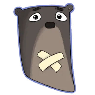 😶 bear, sad, bandages, cartoon, cute, animal, injured, bruised telegram sticker