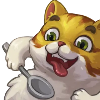 🍴 แมว, ช้อน, การ์ตูน, สัตว์, สัตว์เลี้ยง, อาหาร telegram sticker