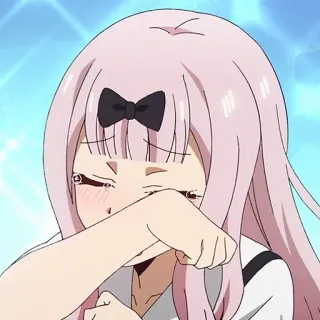 😢 Chika Fujiwara Kaguya-sama: Love Is War аниме, Чика, Кагуя-сама, плачет, розовые волосы, мило, грустно telegram sticker