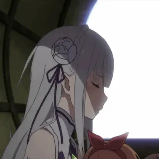 🤍 Emilia Re:Zero Anime, Ragazza, capelli bianchi, Re:Zero, Emilia, triste telegram sticker