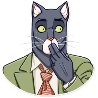 🤭 Katze, anthropomorph, Anzug, Krawatte, Tier, Cartoon telegram sticker