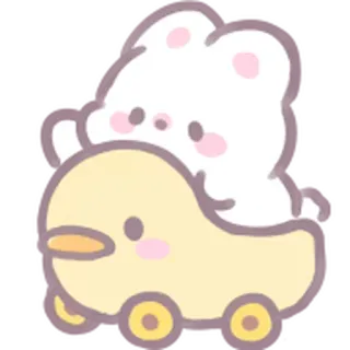 🐣 Hase, Ente, Cartoon, niedlich, Tiere, Aufkleber telegram sticker