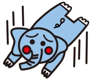 😣 Elefant, Cartoon, Tier, traurig, blau telegram sticker