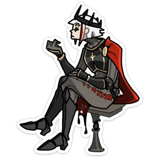 💅 Chevalier, Couronne, Assis, Cape rouge, Personnage, Fantasy whatsapp sticker