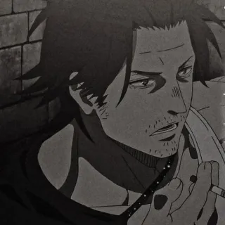 🍚 Yami Sukehiro Black Clover Ями Сукэхиро, Чёрный клевер, Аниме, Курение, Манга telegram sticker