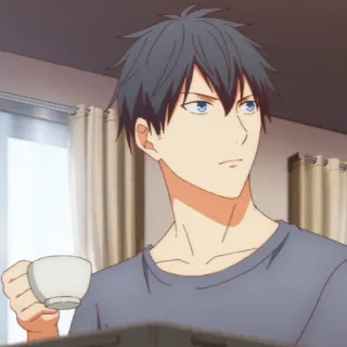 😠 anime, male, person, cartoon, coffee telegram sticker
