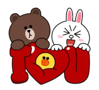 👫 bear, rabbit, love, heart, cute, cartoon telegram sticker