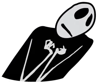 😔 szkielet, obraźliwy gest, czarno-białe, naklejka telegram sticker