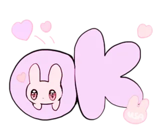 👌 ok ok, fofo, coelho, rosa, adesivo, desenho animado telegram sticker