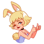 😉 Hase, Mädchen, süß, blond, Tierohren, Cartoon telegram sticker
