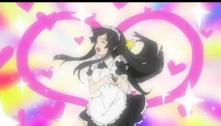 🌟 anime, maid, heart, sparkles, cute, cartoon, manga, illustration telegram sticker