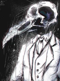⚛ caveira, terno, caveira de pássaro, escuro, esboço, Moon Knight telegram sticker