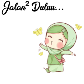 🚶‍♀ Cartoon, Mädchen, Hijab, Süß, Islamisch, Schmetterling, Animation telegram sticker