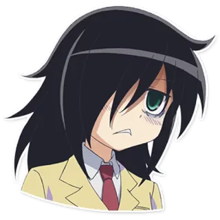 ☹ Tomoko Kuroki WataMote อนิเมะ, มังงะ, ผู้หญิง, เคอะเขิน, เข้าสังคมยาก, เหงา whatsapp sticker